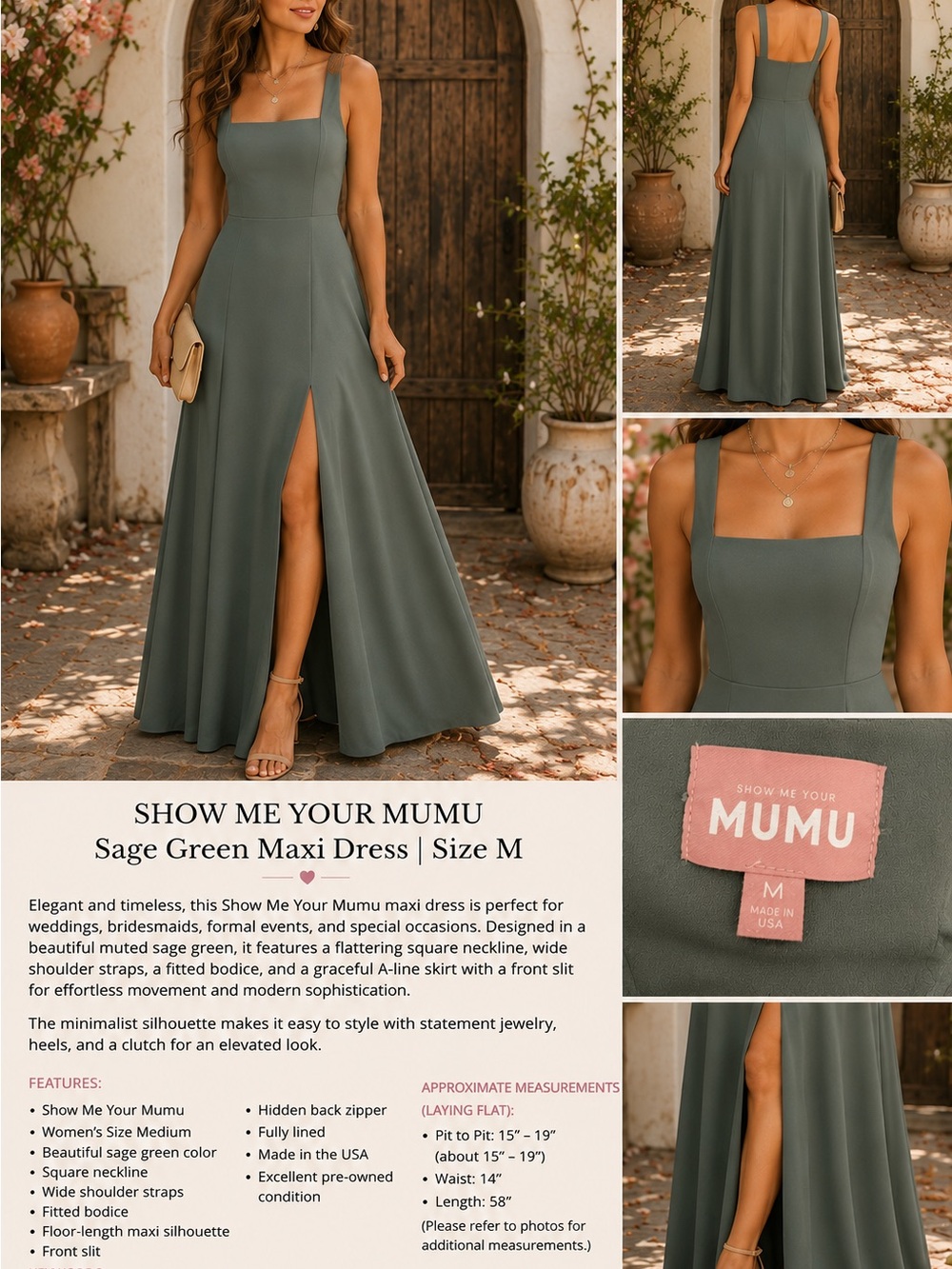 Show Me Your MuMu Sage Green Maxi Dress